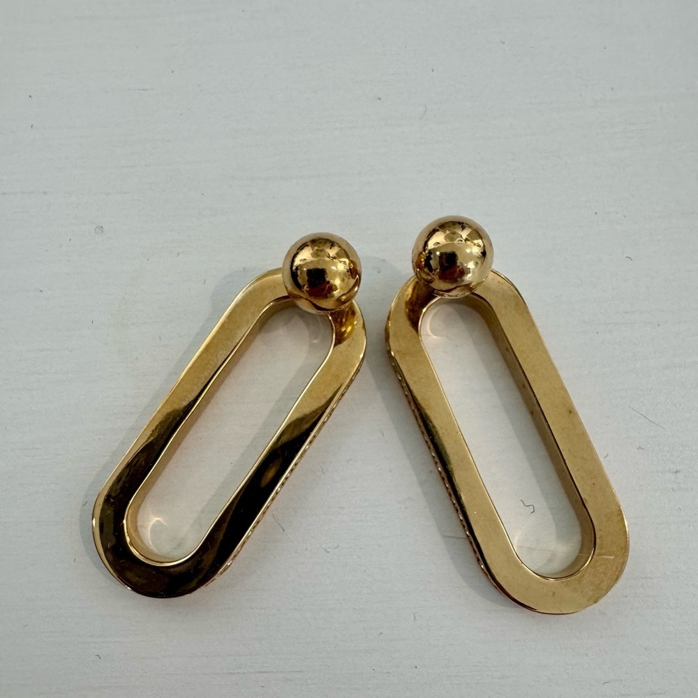 Burberry Gold Open Oval Drop Earrings - Picture 2 of 6